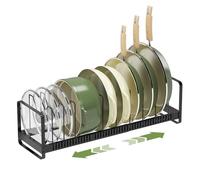 MUDEELA Pot Rack Pan Organizer inside Cabinet - Expandable Pot Lid Organizer for Cabinet with 12 Adjustable Dividers, Cutting Board Organizer Holder Baking Rack Kitchen Cabinet Storage Organization
