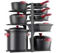 MUDEELA Pots and Pans Organizer under Cabinet, 21" Height Heavy Duty Adjustable Pot Pan Organizers inside Cabinet, 8-Tier Kitchen Cabinet Organizers and Storage for Big Stockpots, Heavy Cookware