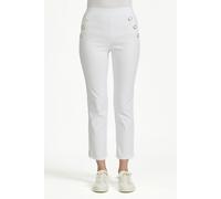 Mudflower Button Detailed Bengaline Stretch Trousers - White - 18