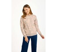 Mudflower Leaf Print Fluffy Yarn Jumper - Beige - 12