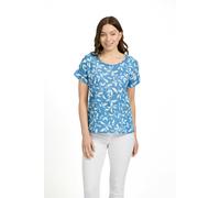 Mudflower Leaf Print Ladder Trim Top - Blue - 12