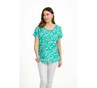 Mudflower Leaf Print Ladder Trim Top - Green - 16