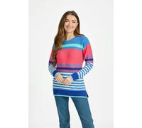 Mudflower Ottoman Multi-Stripe Pattern Knit Jumper - Blue - 18