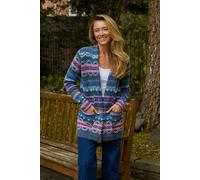 Mudflower Women's Aztec Print Pocket Detail Longline Cardigan in Navy | Size: 14 Mudflower Navy 14