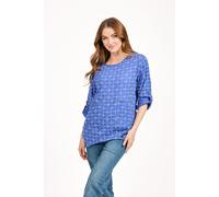 Mudflower Women's Dotted Check Print Linen Top in Blue | Size: 14 Mudflower Blue 14