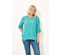Mudflower Women's Dotted Check Print Linen Top in Green | Size: 14 Mudflower Green 14