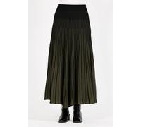 Mudflower Women's Stripe Knitted Pleated Skirt in Khaki | Size: 14 Mudflower Khaki 14