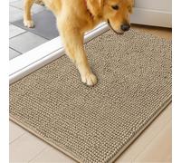 MUDGUARD MAT™ Dog Door Mat for Muddy Paws, Super Absorbent Microfiber, Non-Slip Indoor Mat, Quick-Dry Chenille Rug for Pets & Entryway, Machine Washable, Beige 24" x 36"
