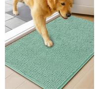 MUDGUARD MAT™ Dog Door Mat for Muddy Paws, Super Absorbent Microfiber, Non-Slip Indoor Mat, Quick-Dry Chenille Rug for Pets & Entryway, Machine Washable, Sea Green 24" x 36"
