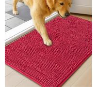 MUDGUARD MAT™ Dog Door Mat for Muddy Paws, Super Absorbent Microfiber, Non-Slip Indoor Mat, Quick-Dry Chenille Rug for Pets & Entryway, Machine Washable, Red 24" x 36"