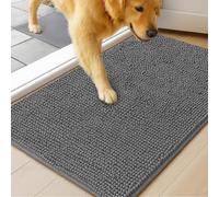 MudGuard Mat™ Dog Door Mat for Muddy Paws, Super Absorbent Microfiber, Non-Slip Indoor Mat, Quick Dry Chenille Mud Mat for Dogs & Entryway, Washable, Grey 24" x 36"