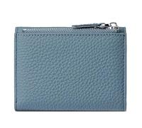 Mudono Women’s Wallet Small Genuine Leather Credit Card Holder RFID Blocking Tri-Fold Wallet With ID Window and Zipper Pocket, Blue, Small, Minimalist