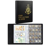 MUDOR Coin and Currency Collection Book Album, Include 130 Pockets Coin Collecting Book Holder, 60 Pockets Paper Money Currency Collection Supplies Holders (Coin & Currency Binder)