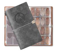MUDOR Pressed Penny Collecting Book with Archival Diary, Souvenir Penny Book Holds 203 Coins, Pressed Penny Holder Fits Elongated Stretched Pennies,Quarters or Nickels (Grey)