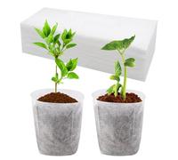 Mudoulu 200pcs White Plant Grow Bags 8.5x20cm, Biodegradable Non Woven Nursery Pots for Seedlings Herbs Vegetables Flowers, Root Control Fabric Pots for Garden and Balcony