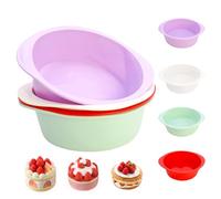 Mudoulu 4 Pack Silicone Cake Tins for Baking, 8 Inch Round Cake Moulds with Non-Stick Surface, Flexible & Durable, Easy to Clean - 19.5×17.5cm