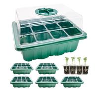 Mudoulu 6 PCS Seed Trays, 72 Cells Reusable Seed Tray with Lids Propagators for Plants Growing Starter Tray Plastic Propagators for Plants for Greenhouse/Garden with Garden Tools and Labels Green