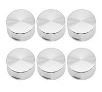 Mudoulu 6Pcs Universal Cooker Knobs for Gas Hob Oven and Cooktop, 6mm Metal Replacement Dials with Non Slip Brushed Silver Finish for Kitchen Appliances