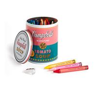 Mudpuppy Crayon Set with Sharpener – Andy Warhol Soup Can – Medium – Pink, Yellow