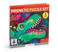 Mudpuppy Dinosaurs Roar! - Tri Fold Magnetic Puzzles Featuring Two 20 Piece Dinosaur Themed Artwork