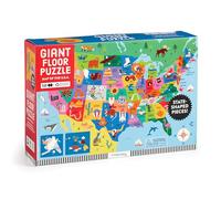 Mudpuppy Map Of The USA - 48 Piece Giant Floor Jigsaw Puzzle Featuring A Colorful Map Of States With Capital Cities And Fun Cultural Icons