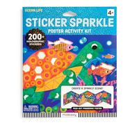Mudpuppy Ocean Life - Sticker Sparkle Poster Activity Kit with Illustrations of Ocean Creatures for Children Ages 4 and Up