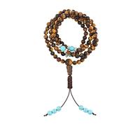 Mudra Crafts Buddhist Prayer Beads Tiger Eye Mala Beads 108 Necklace Bracelet - Tiger Eye Prayer Beads for Men Women - Tibetan Mala Beads for Yoga Meditation, Gemstone, Tigers Eye