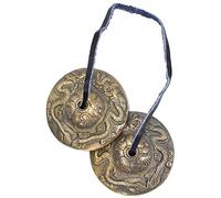 Mudra Crafts Tibetan Handmade Yoga Meditation Om Tingsha Bell Chimes Cymbal Set, Wood Mala with a Mandala Charm (2.75 Inches, Dragon)