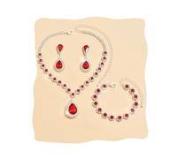 MUDUO Wedding Jewelry Sets for Brides Bridesmaid Rhinestone Crystal Statement Choker Necklace Earrings Bracelet Set Bridal Wedding Prom Jewelry Accessories for Women, Uniform size, electroplate