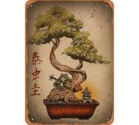 muecddoa Anime Metal Poster Hint Of Japan figure poster metal tin sign Bonsai Frog Wall Art Decor Tin Sign-8x12inch