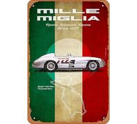 muecddoa Mille Miglia Racetrack Vintage Poster Metal Tin Sign 8" x 12" Vintage Retro Man Cave Wall Decor.