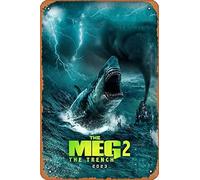 Muecddoa Movie Poster Classic Metal Sign The Meg 2: The Trench (2023) Wall Art Decor Tin Sign-8x12inch