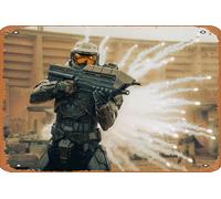 Muecddoa Retro Film character Tin Sign -Master Chief - Funny Posters Gifts Star Retro Cartoon Movie Animation Car For Music Bar Home Coffee Movie Art Vintage Metal Sign Wall Decor 8x12 Inch