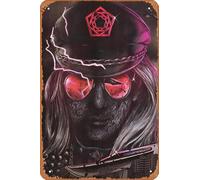 Muecddoa Retro Musical Poster Tin Sign CARPENTER BRUT Leather Teeth Tour Poster Print for Movie Home Bar Pub Garage Wall Decor Gifts Art 8x12 Inches Vintage Metal sign.