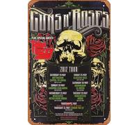 Muecddoa Retro Musical Poster Tin Sign GUNS N ROSES Chinese Democracy 2012 UK Tour Poster Print for Movie Home Bar Pub Garage Wall Decor Gifts Art 8x12 Inches Vintage Metal sign.