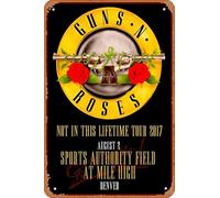 Muecddoa Retro Musical Poster Tin Sign GUNS N ROSES Sports Authority Field Denver - August 2017 Poster Print for Movie Home Bar Pub Garage Wall Decor Gifts Art 8x12 Inches Vintage Metal sign.