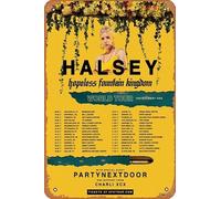 Muecddoa Retro Musical Poster Tin Sign HALSEY Hopeless Fountain Kingdom 2017 US Tour Poster Print for Movie Home Bar Pub Garage Wall Decor Gifts Art 8x12 Inches Vintage Metal sign.