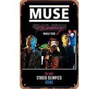 Muecddoa Retro Musical Poster Tin Sign MUSE Simulation Theory 2019 World Tour: US Canada UK ROME Stadio Olimpico Poster Print for Movie Home Bar Pub Garage Wall Decor Gifts Art 8x12 Inches Vintage