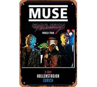 Muecddoa Retro Musical Poster Tin Sign MUSE Simulation Theory 2019 World Tour: US Canada UK ZURICH Hallenstadion Poster Print for Movie Home Bar Pub Garage Wall Decor Gifts Art 8x12 Inches Vintage