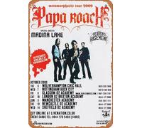 Muecddoa Retro Musical Poster Tin Sign PAPA ROACH Metamorphosis 2009 UK Tour Poster Print for Movie Home Bar Pub Garage Wall Decor Gifts Art 8x12 Inches Vintage Metal sign.