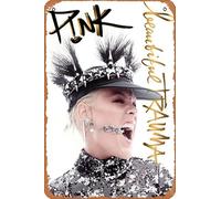 Muecddoa Retro Musical Poster Tin Sign PINK Beautiful Trauma Beautiful Trauma 2019 UK Europe World Tour Poster Print for Movie Home Bar Pub Garage Wall Decor Gifts Art 8x12 Inches Vintage Metal sign.