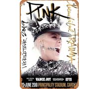 Muecddoa Retro Musical Poster Tin Sign PINK CARDIFF Principality Stadium Beautiful Trauma 2019 UK Europe World Tour Poster Print for Movie Home Bar Pub Garage Wall Decor Gifts Art 8x12 Inches Vintage