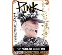 Muecddoa Retro Musical Poster Tin Sign PINK HAMBURG Volksparkstadion Beautiful Trauma 2019 UK Europe World Tour Poster Print for Movie Home Bar Pub Garage Wall Decor Gifts Art 8x12 Inches Vintage