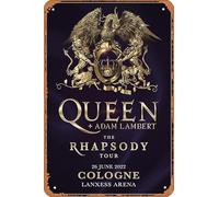 Muecddoa Retro Musical Poster Tin Sign QUEEN & ADAM LAMBERT The Rhapsody 2022 Tour: COLONGE Lanxess Arena Poster for Movie Home Bar Pub Garage Wall Decor Gifts Art 8x12 Inches Vintage Metal sign.