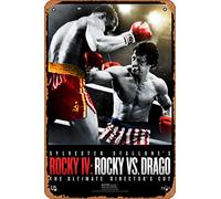 Muecddoa Rocky Iv: Rocky Vs. Drago The Ultimate Director's Cut (Sylvester Stallone, Dolph Lundgren) Movie Poster Tin Sign Film Movie Cinema Theater 8x12 Inches - Vintage Metal Tin Sign for Home Bar
