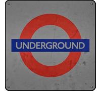 Muecddoa Subway and City Art - Underground London Vintage Metal Square Tin Sign Movie 12x12 Inch Funny plaques Coffee Club Pub Man Cave Bar Cafe Garage Kitchen Wall Retro Art Decor rectangle sign Gift