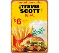 Muecddoa Travis Scott The Travis Scott Meal Plaque Poster Metal Tin Sign 8" x 12" Vintage Retro Wall Decor