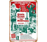 Muecddoa Vintage Look Metal Sign Santa Claus Conquers the Martians 1964 Movie Poster Wall Art Decor Tin Sign-8x12inch