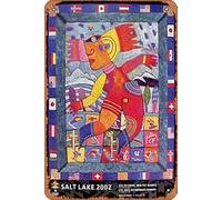 Muecddoa Vintage Metal Signs,Funny Salt Lake 2002 Winter Olympics "A Jump of Joy" Official Poster Poster Sign Wall Art Decor Plaque for Musical Man Cave Farmhouse Bar Pub Club Cafe Bathroom Movie
