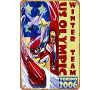 Muecddoa Vintage Metal Signs,Funny Torino 2006" US Olympic Winter Team Poster Sign Wall Art Decor Plaque for Musical Man Cave Farmhouse Bar Pub Club Cafe Bathroom Movie Poster Tin Sign 8x12 inch